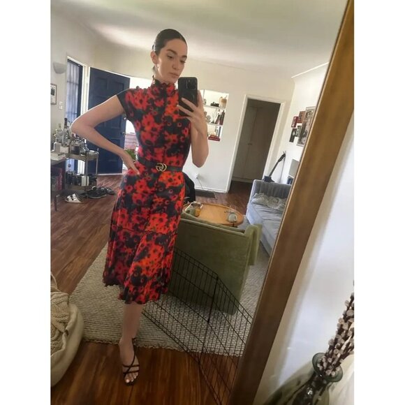 Proenza Schouler White Label Sunflower Floral-Print Midi Dress Size M - Picture 8 of 12